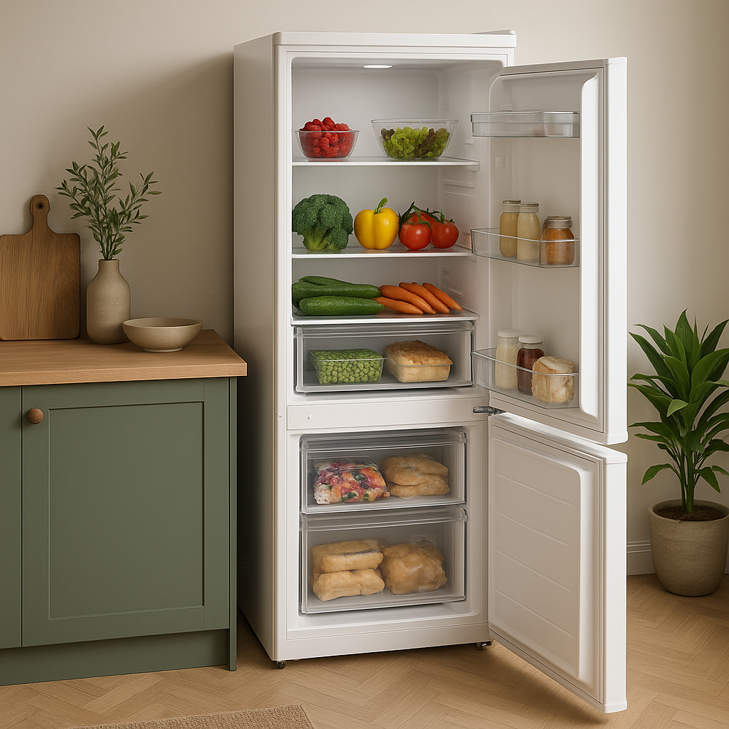 Refrigerators with fresh and frozen food compartments