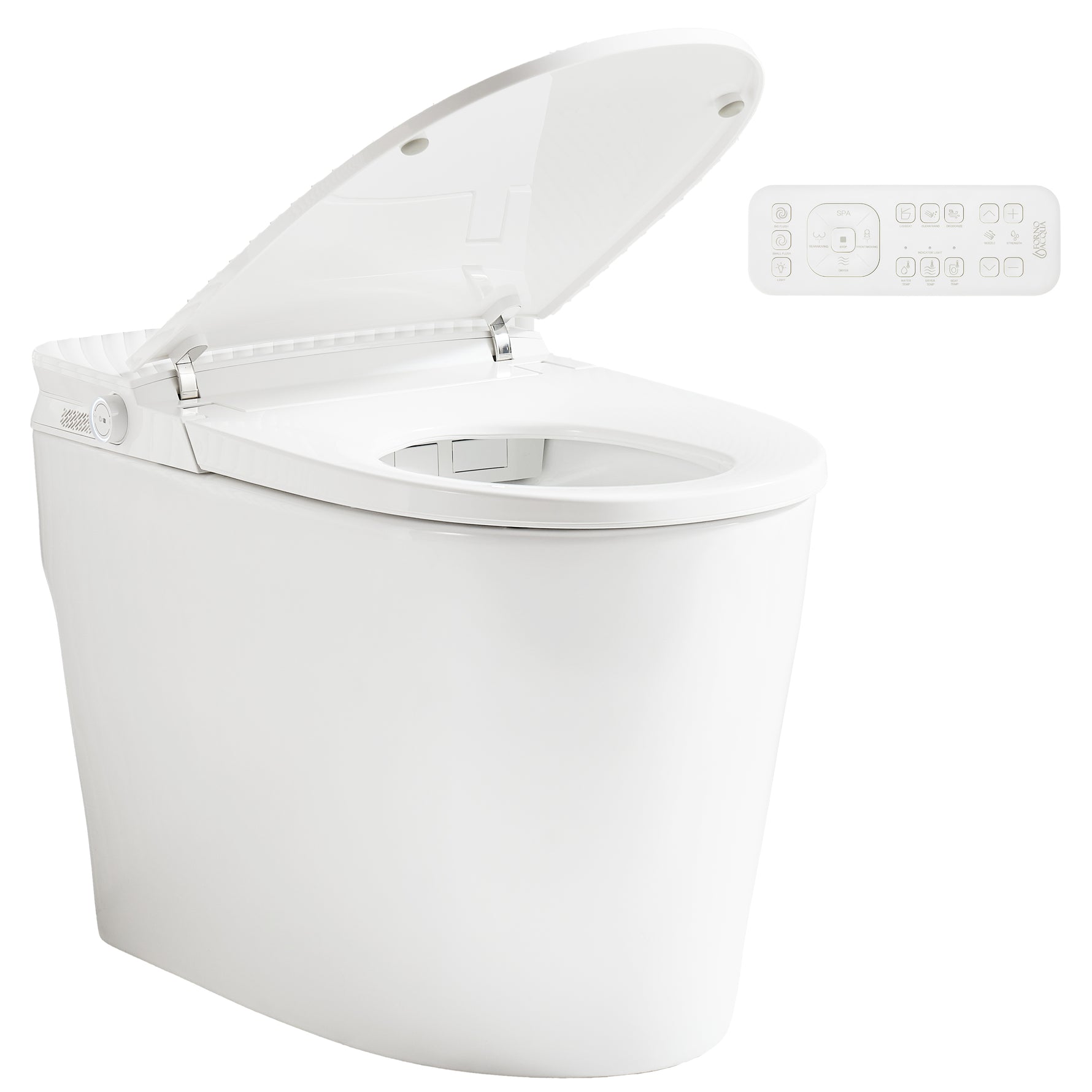 FORNO ACQUA Toilettes Super Intelligentes Luxueuses. Comprend Bidet, Siège Chauffant, Chasse d'Eau Automatique, Couvercle Automatique, Chasse Puissante, Idéal pour les salles de bains principales.