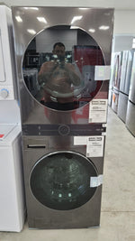 WKEX200HBA - LAUNDRY CENTERS - LG - Stacked Washer/Dryer - Electric - Black Stainless Steel - Open Box