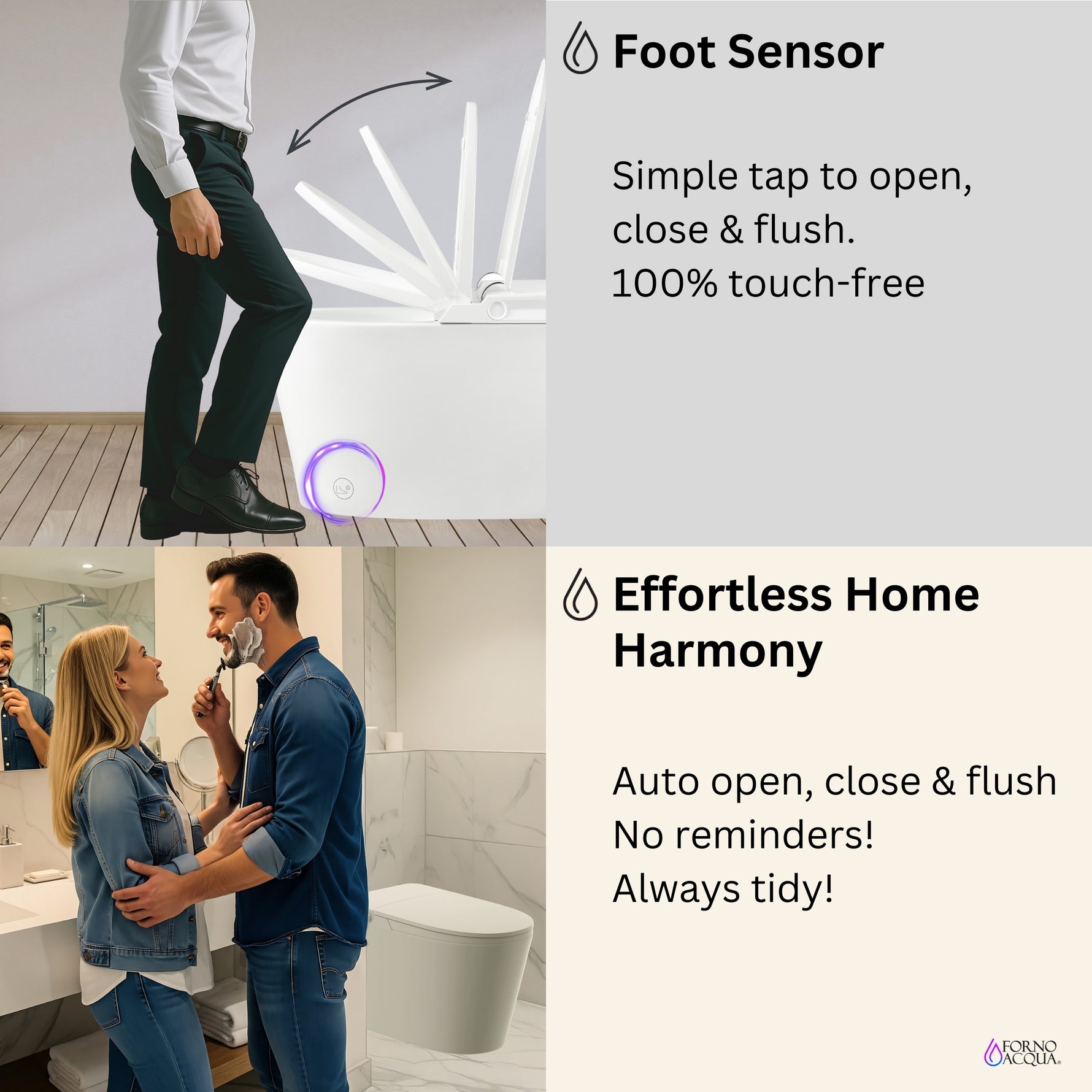 FORNO ACQUA Luxurious Super Smart Toilet. Includes Bidet, Heated Seat, Auto Flush, Auto Lid, Powerful Flush, Ideal for master bathrooms. - BonPrix Électroménagers