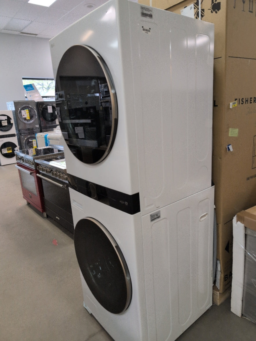 WKE100HWA - LAUNDRY CENTERS - LG - Stacked Washer/Dryer - Electric - White - Open Box - BonPrix Électroménagers