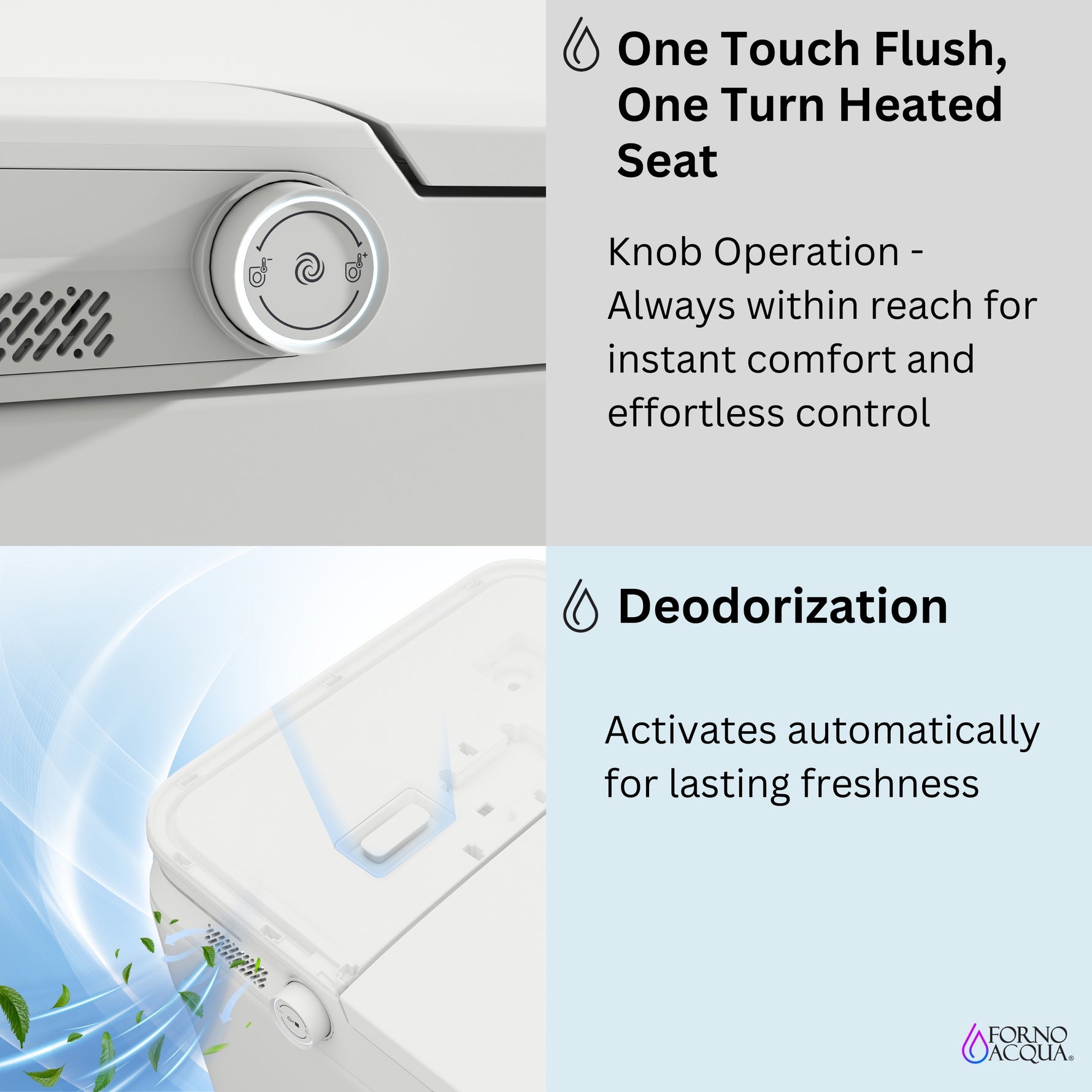 FORNO ACQUA Luxurious Smart Toilet. Includes Heated Seat, Auto Flush, Auto Lid, Powerful Flush, Ideal for Powder Rooms. - BonPrix Électroménagers