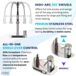 FORNO ACQUA 4 Function  Pull-Down Waterfall Kitchen Faucet Brushed Nickel