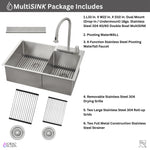 FORNO ACQUA 33 in. Drop-In/Undermount 40/60 Double Bowl Stainless Steel Sink with Waterfall Faucet - BonPrix Électroménagers