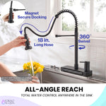 FORNO ACQUA 4 function pull-Down Waterfall Kitchen Faucet Black