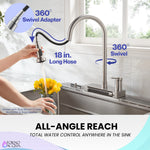 FORNO ACQUA 4 Function Waterfall  Pull-Down Kitchen Faucet Brushed Nickel