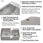 FORNO ACQUA 33 in. Drop-In/Undermount 40/60 Double Bowl Sink with Retractable Faucet & Waterfall - BonPrix Électroménagers