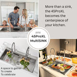 FORNO ACQUA 45 in. Drop-In/Undermount 3-Level Workstation Sink with Two Faucets & Glass Rinser - BonPrix Électroménagers