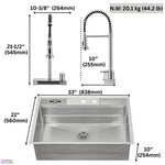 FORNO ACQUA 33 in. Drop-In/Undermount 3-Level MultiSINK Workstation Sink with Waterfall Faucet & Glass Rinser - BonPrix Électroménagers