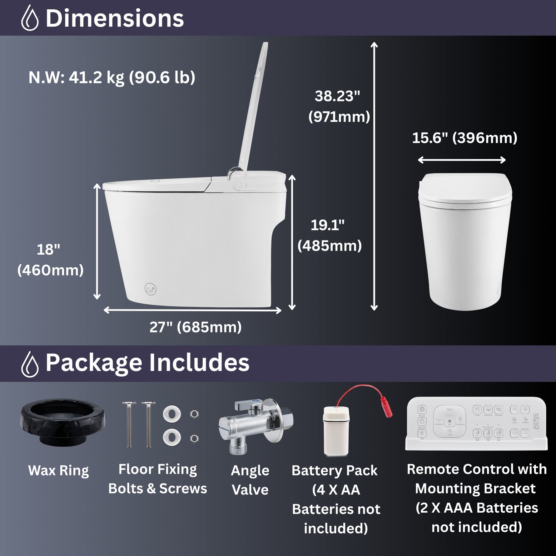FORNO ACQUA Luxurious Super Smart Toilet. Includes Bidet, Heated Seat, Auto Flush, Auto Lid, Powerful Flush, Ideal for master bathrooms. - BonPrix Électroménagers