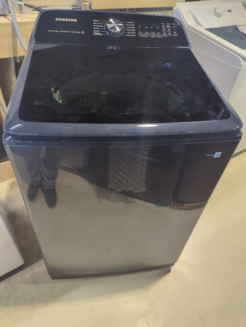 WA53CG7155AD - WASHERS - Samsung - Top Loading - Brushed Navy - Open Box - BonPrix Électroménagers