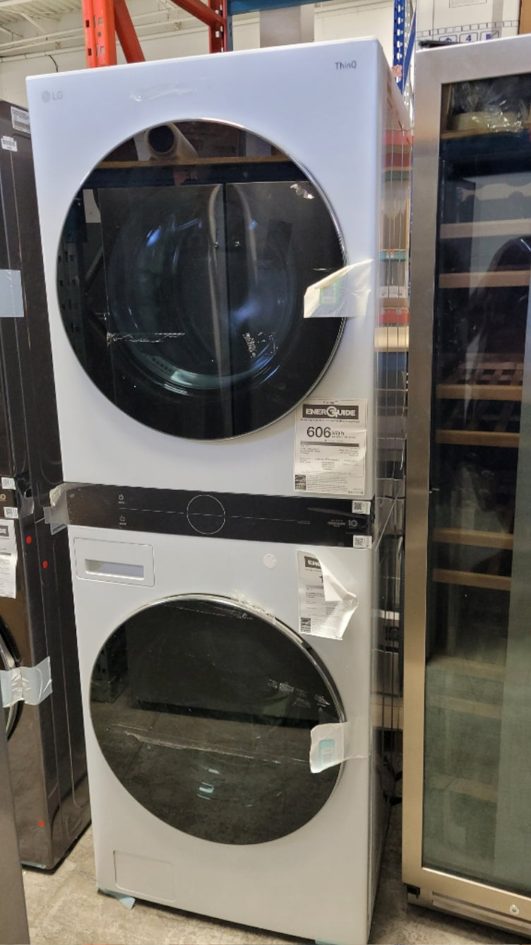 WKEX200HWA - LAVEUSE SÉCHEUSE SUPERPOSÉES - LG - Laveuse/sécheuse superposées - Électrique - Blanc - Boîte Ouverte