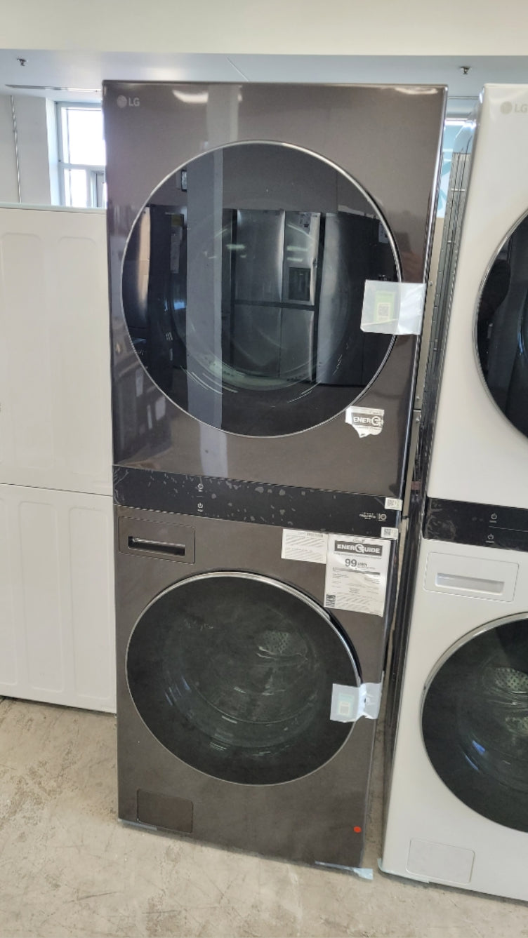 WKEX300HBA - LAUNDRY CENTERS - LG - Stacked Washer/Dryer - Electric - Black Stainless Steel - Open Box - BonPrix Électroménagers