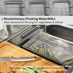 FORNO ACQUA 33 in. Drop-In/Undermount 3-Level Workstation Sink with Faucet, Waterfall & Glass Rinser - BonPrix Électroménagers