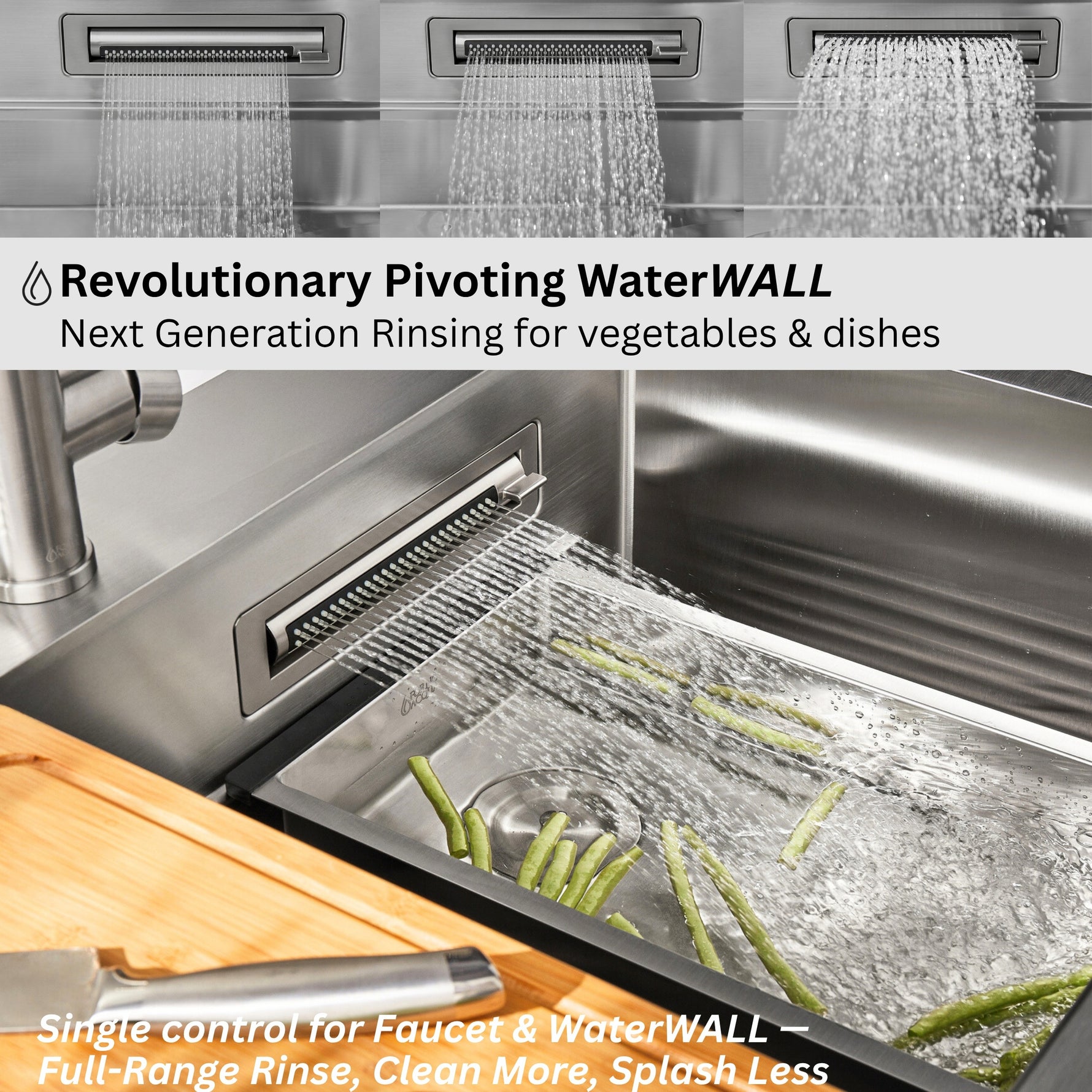 FORNO ACQUA 33 in. Drop-In/Undermount 40/60 Double Bowl Sink with Retractable Faucet & Waterfall - BonPrix Électroménagers