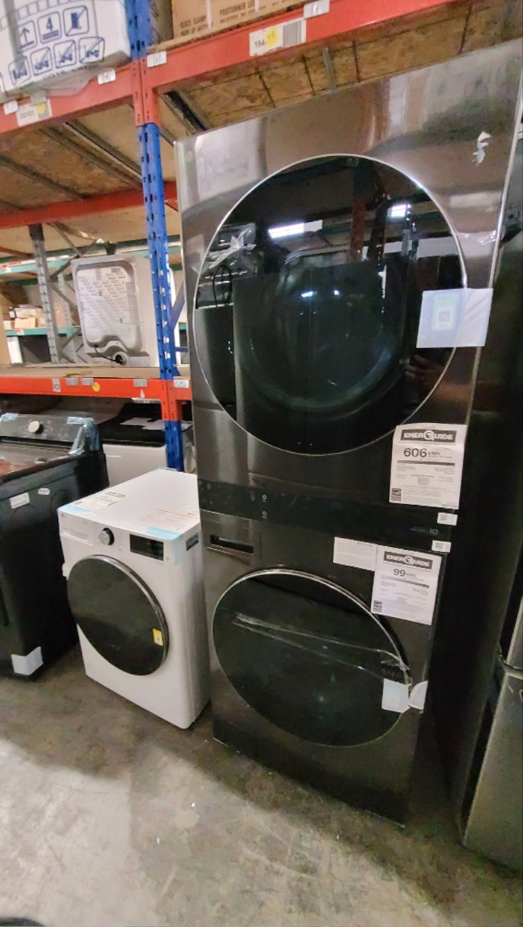 WKEX300HBA - LAUNDRY CENTERS - LG - Stacked Washer/Dryer - Electric - Black Stainless - Open Box