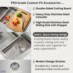 FORNO ACQUA 45 in. Undermount 3-Level Workstation MultiSINK with Custom-Fit Accessories - BonPrix Électroménagers