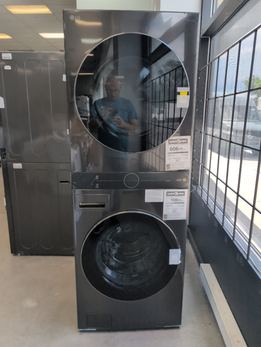 WKEX200HBA - LAVEUSE SÉCHEUSE SUPERPOSÉES - LG - Laveuse/sécheuse superposées - Électrique - Acier inoxydable Noir - Boîte Ouverte
