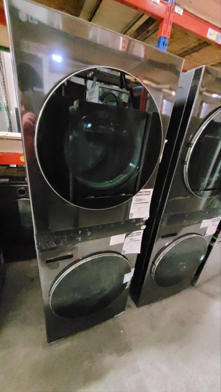 WKEX300HBA - LAUNDRY CENTERS - LG - Stacked Washer/Dryer - Electric - Black Stainless Steel - Open Box - BonPrix Électroménagers