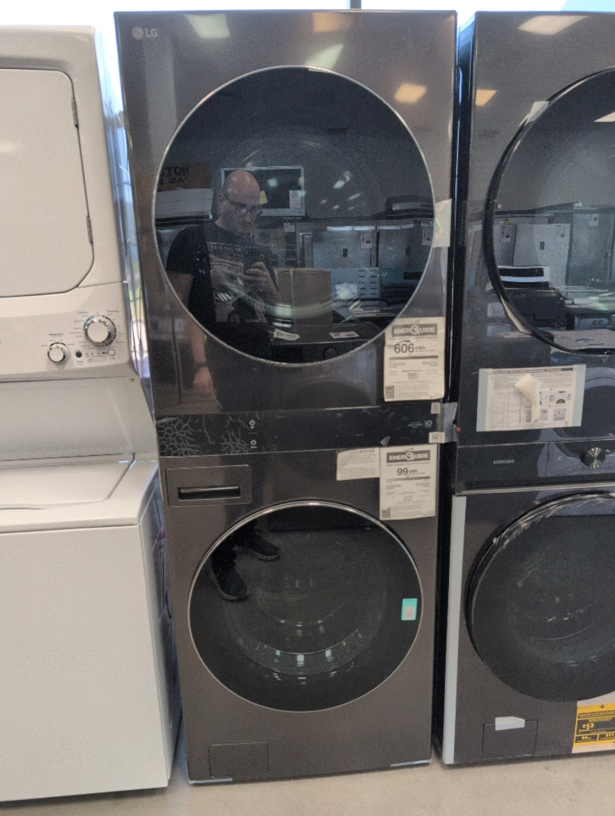 WKEX300HBA - LAUNDRY CENTERS - LG - Stacked Washer/Dryer - Electric - Black Stainless Steel - Open Box - BonPrix Électroménagers