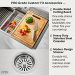 FORNO ACQUA 33 in. Drop-In/Undermount MultiSINK Workstation Sink with Waterfall Faucet & Glass Rinser - BonPrix Électroménagers