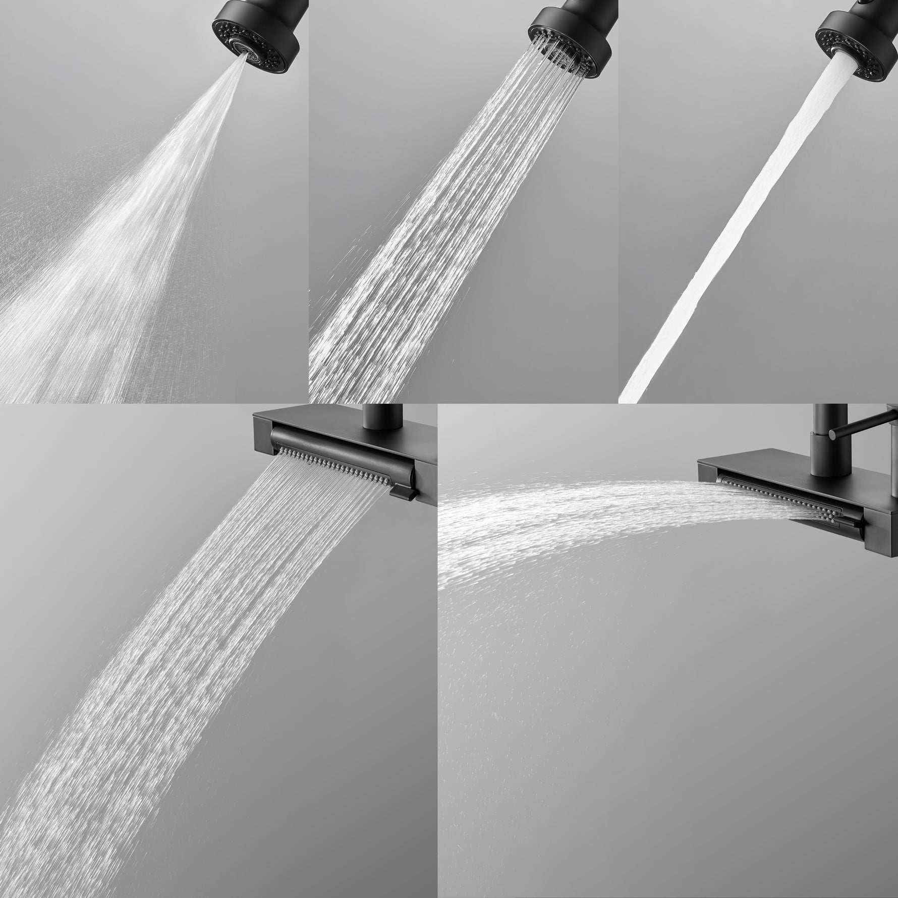 FORNO ACQUA 4 Function Waterfall  Pull-Down Kitchen Faucet Black