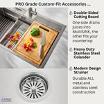 FORNO ACQUA 33 in. Drop-In/Undermount 3-Level Workstation with Retractable Faucet & Glass Rinser - BonPrix Électroménagers
