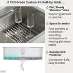 FORNO ACQUA 33 in. Drop-In/Undermount 40/60 Double Bowl Sink with Retractable Faucet & Waterfall - BonPrix Électroménagers