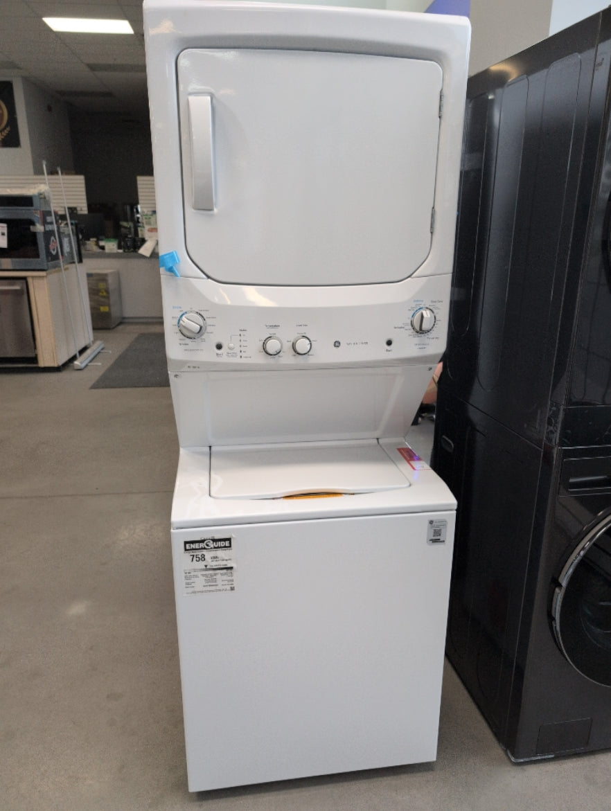 GUV27ESMWWW - LAUNDRY CENTERS - GE - Stacked Washer/Dryer - Electric - White - Open Box