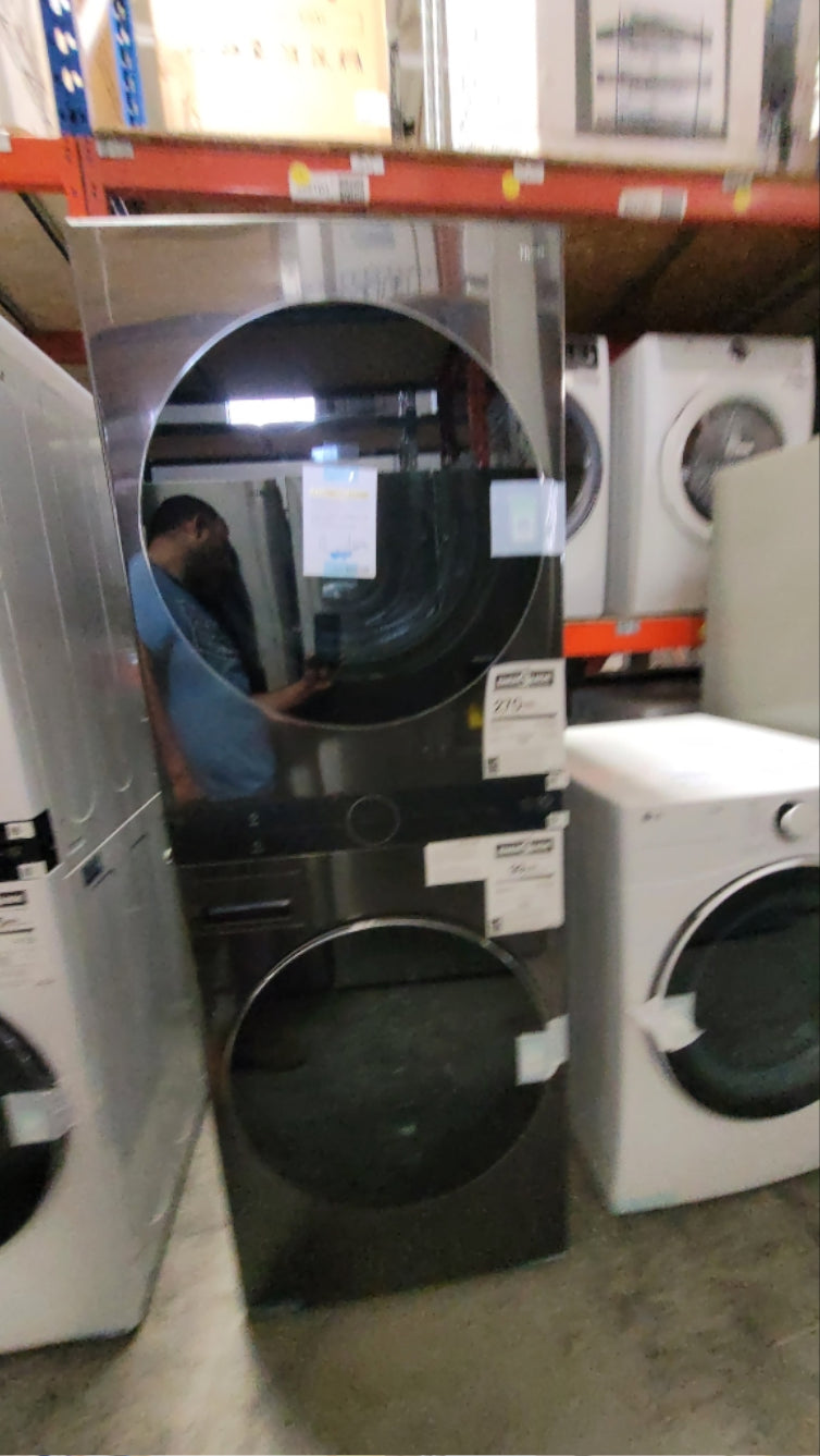 WKHC252HBA - LAUNDRY CENTERS - LG - Stacked Washer/Dryer - Electric - Black Stainless Steel - Open Box