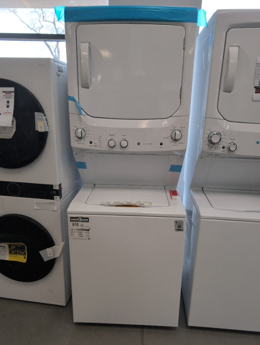 GUD27ESMMWW - LAUNDRY CENTERS - GE - Stacked Washer/Dryer - Electric - White - Open Box - BonPrix Électroménagers
