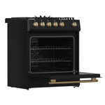 Forno Leonardo Espresso 30-Inch Black Gas Range, 5 Burners, 39,500 BTU, 5 cu.ft Convection Oven - BonPrix Électroménagers