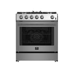 Forno Leonardo 30-Inch Stainless Steel Gas Range, 5 Sealed Burners (Totaling 39,500 BTU), 5 cu.ft. Convection Oven, Continuous Cast Iron Grates, Black Enamel Interior, Auto Re-Ignition, LP Conversion Kit Included - BonPrix Électroménagers