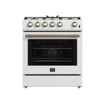 Forno Leonardo Espresso 30-Inch White Gas Range, 5 Burners, 39,500 BTU, 5 cu.ft Convection Oven - BonPrix Électroménagers