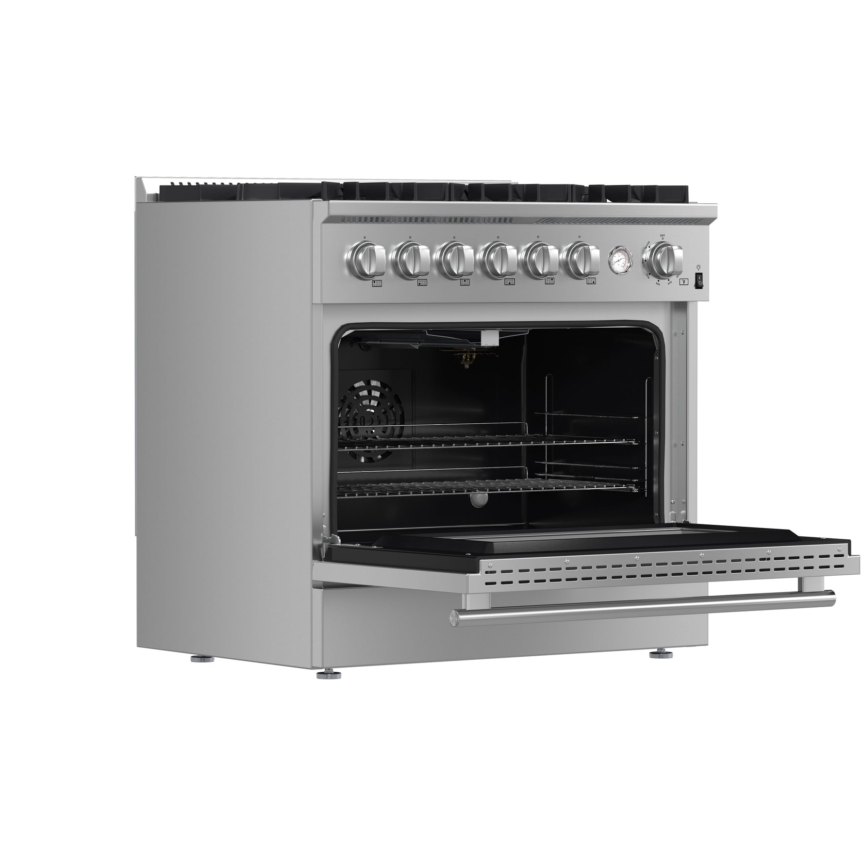 Marco 36-Inch Gas Range Stainless Steel, 6 Burners 67,000 BTU, 5.36 cu.ft. Convection Oven - BonPrix Électroménagers