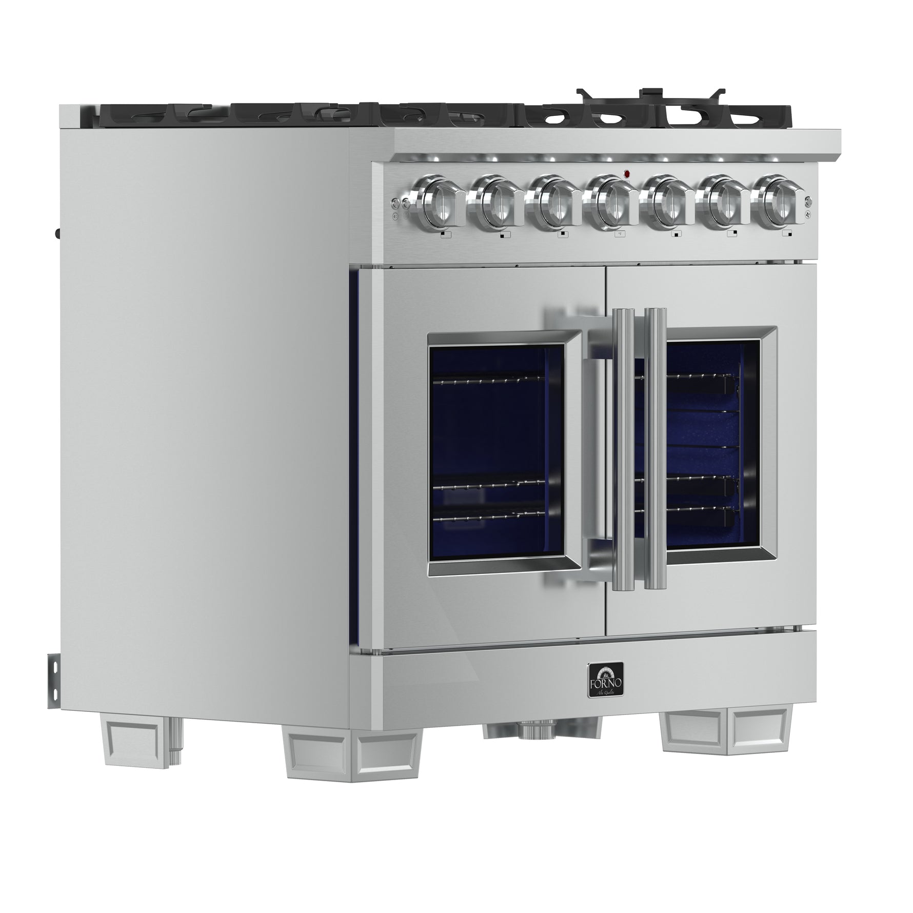 Forno Capriasca 36-Inch Freestanding French Door Gas Range, 6 Burners, Convection Oven, Energy Efficient - BonPrix Électroménagers