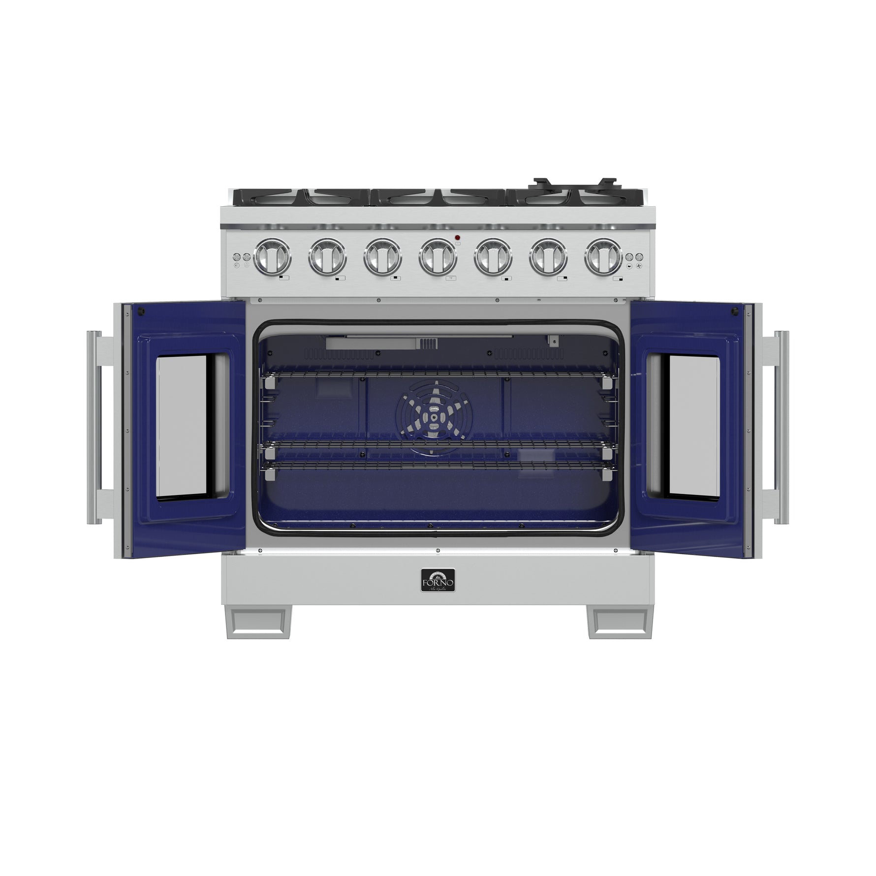 Forno Capriasca 36-Inch Freestanding French Door Gas Range, 6 Burners, Convection Oven, Energy Efficient - BonPrix Électroménagers