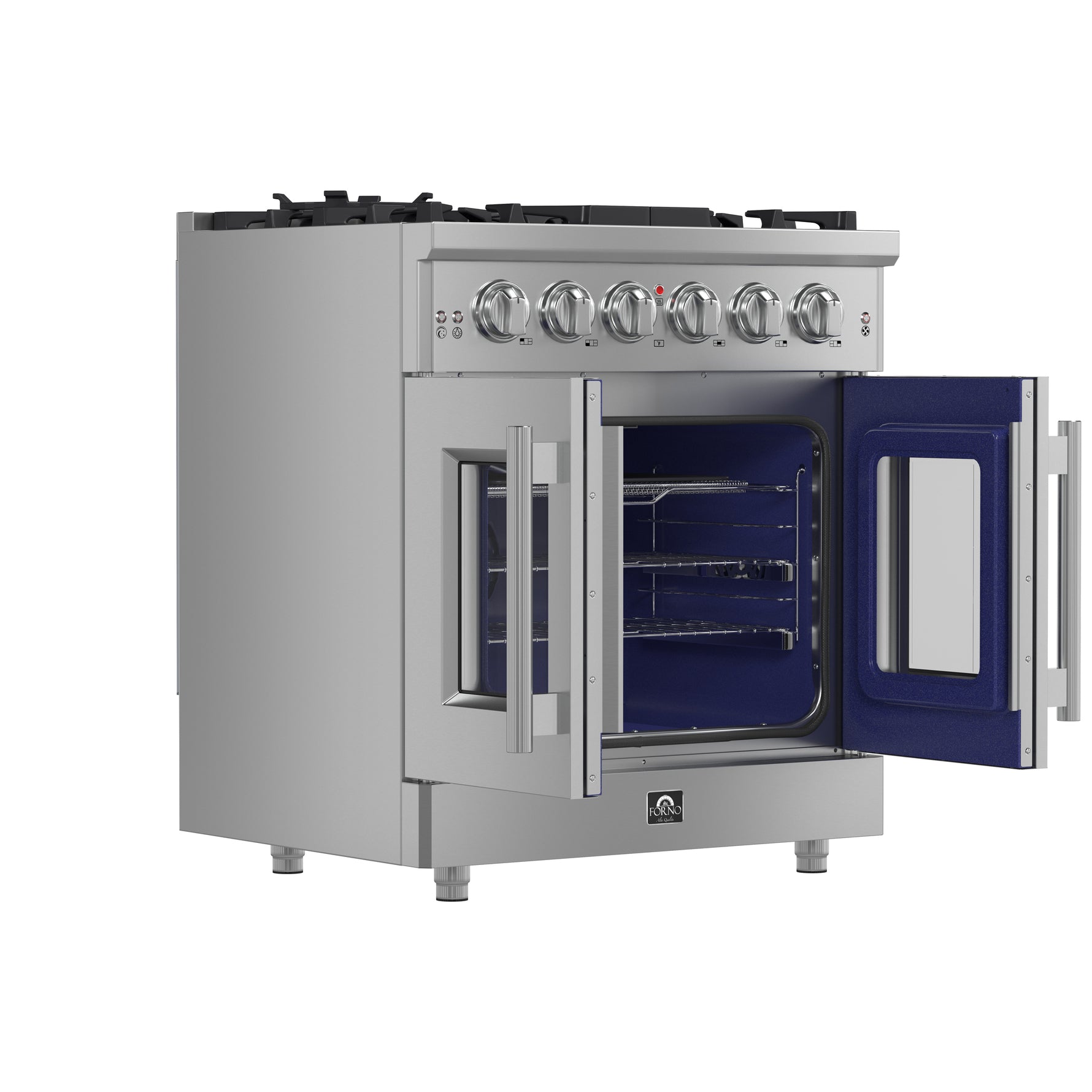 Forno Massimo 30-Inch Freestanding French Door Gas Range, 4 Burners, Convection Oven, Energy Efficient - BonPrix Électroménagers
