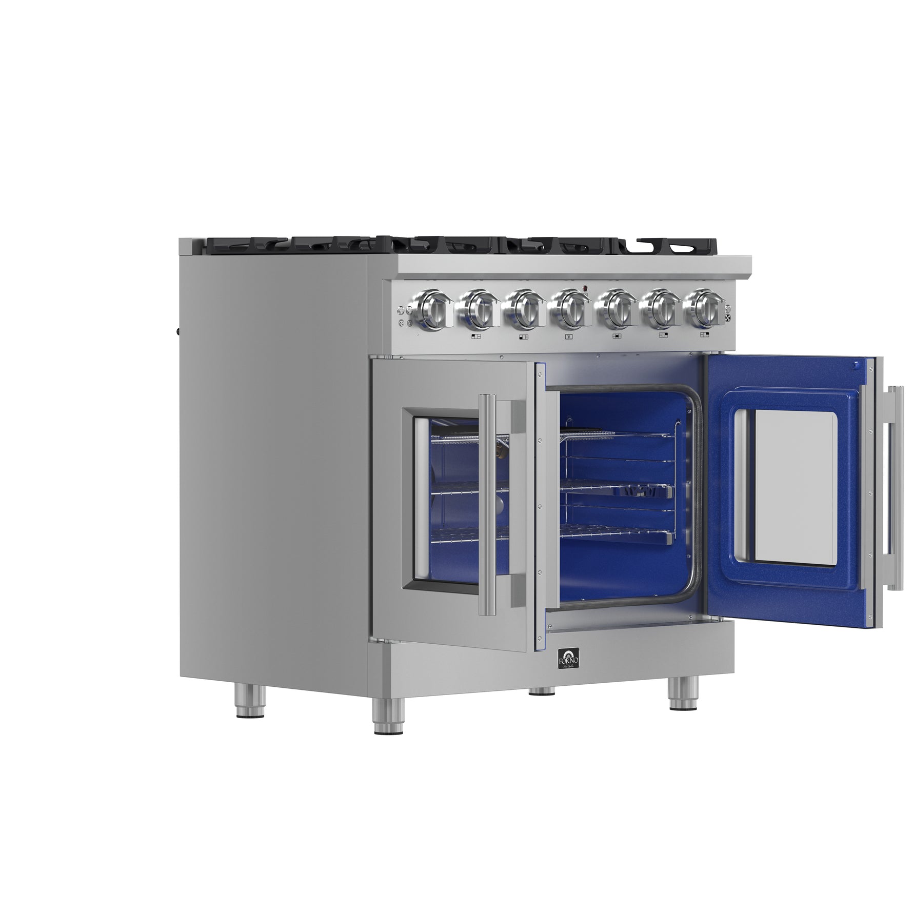 Forno Massimo 36-Inch Freestanding French Door Gas Range, 6 Burners, Convection Oven, Energy Efficient - BonPrix Électroménagers