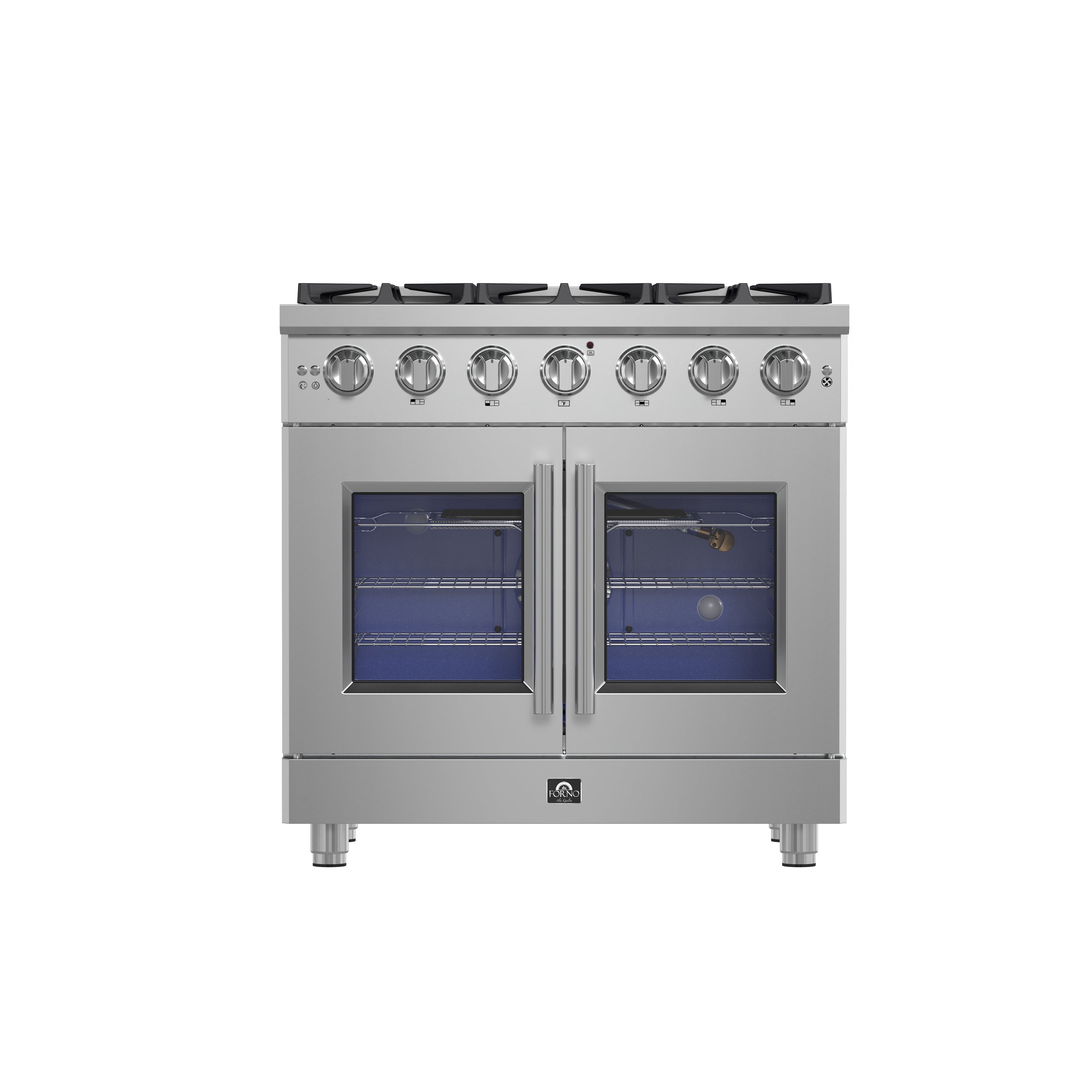 Forno Massimo 36-Inch Freestanding French Door Gas Range, 6 Burners, Convection Oven, Energy Efficient - BonPrix Électroménagers
