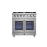 Forno Massimo 36-Inch Freestanding French Door Gas Range, 6 Burners, Convection Oven, Energy Efficient - BonPrix Électroménagers