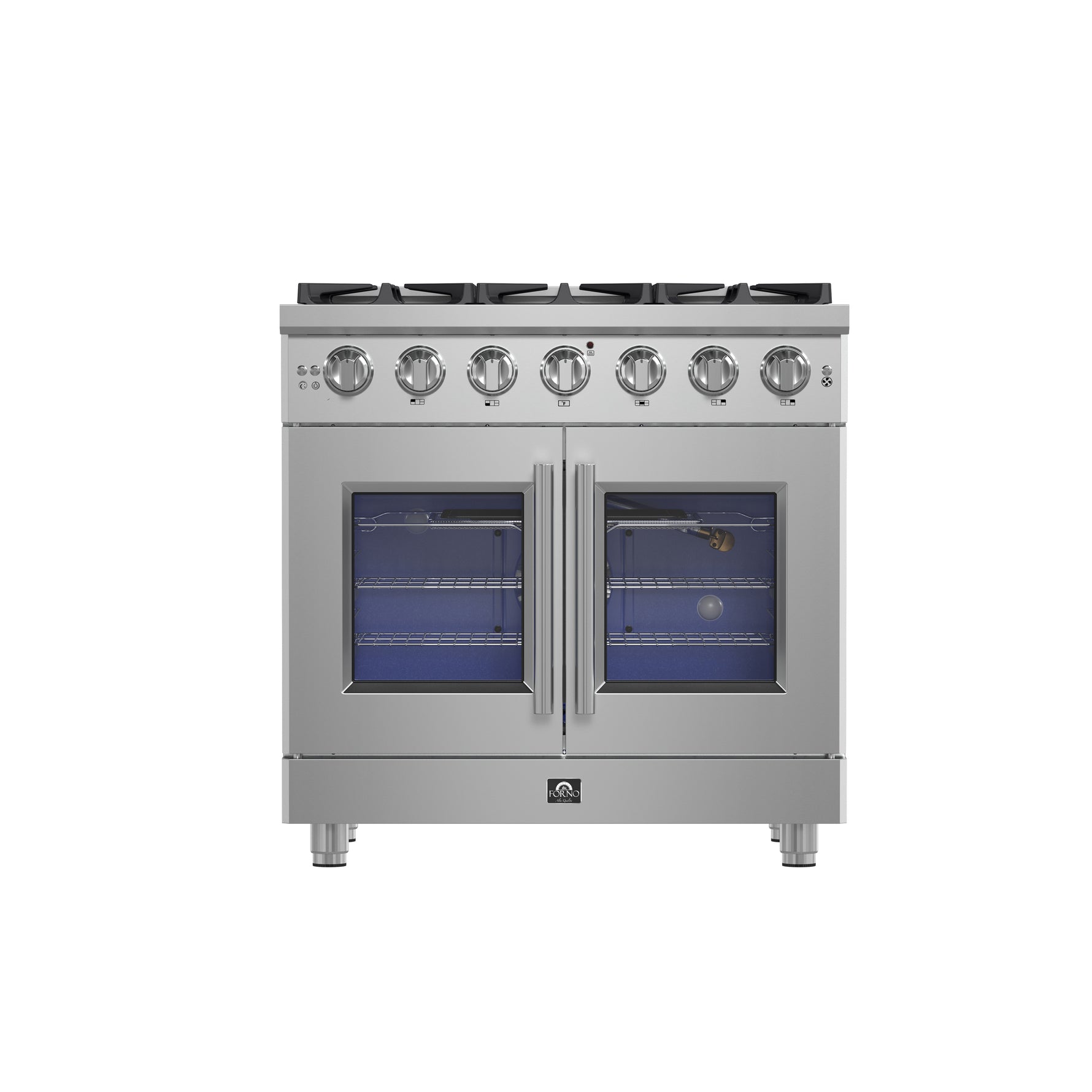 Forno Massimo 36-Inch Freestanding French Door Gas Range, 6 Burners, Convection Oven, Energy Efficient - BonPrix Électroménagers