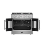 Forno Galiano 36-Inch Freestanding French Door Gas Range, 6 Burners, Convection Oven, Energy Efficient - BonPrix Électroménagers