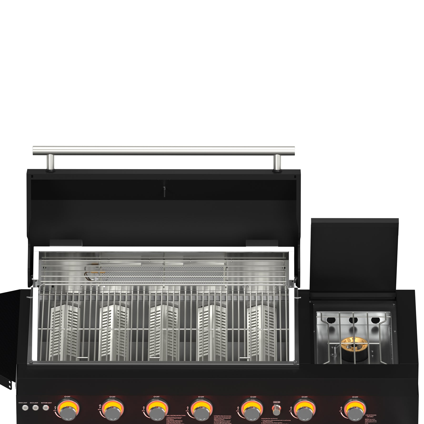 Forno All’Aperto 87,600 BTU Outdoor Kitchen, 4 Burners, Infrared Burners, Side Burner, Black Sintered Stone Countertops, Gas Pizza Oven, Sink Module, Bar & Beverage Center - BonPrix Électroménagers