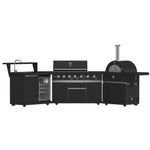 Forno All’Aperto 87,600 BTU Outdoor Kitchen, 4 Burners, Infrared Burners, Side Burner, Black Sintered Stone Countertops, Gas Pizza Oven, Sink Module, Bar & Beverage Center - BonPrix Électroménagers