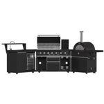 Forno All’Aperto 87,600 BTU Outdoor Kitchen, 4 Burners, Infrared Burners, Side Burner, Black Sintered Stone Countertops, Gas Pizza Oven, Sink Module, Bar & Beverage Center - BonPrix Électroménagers