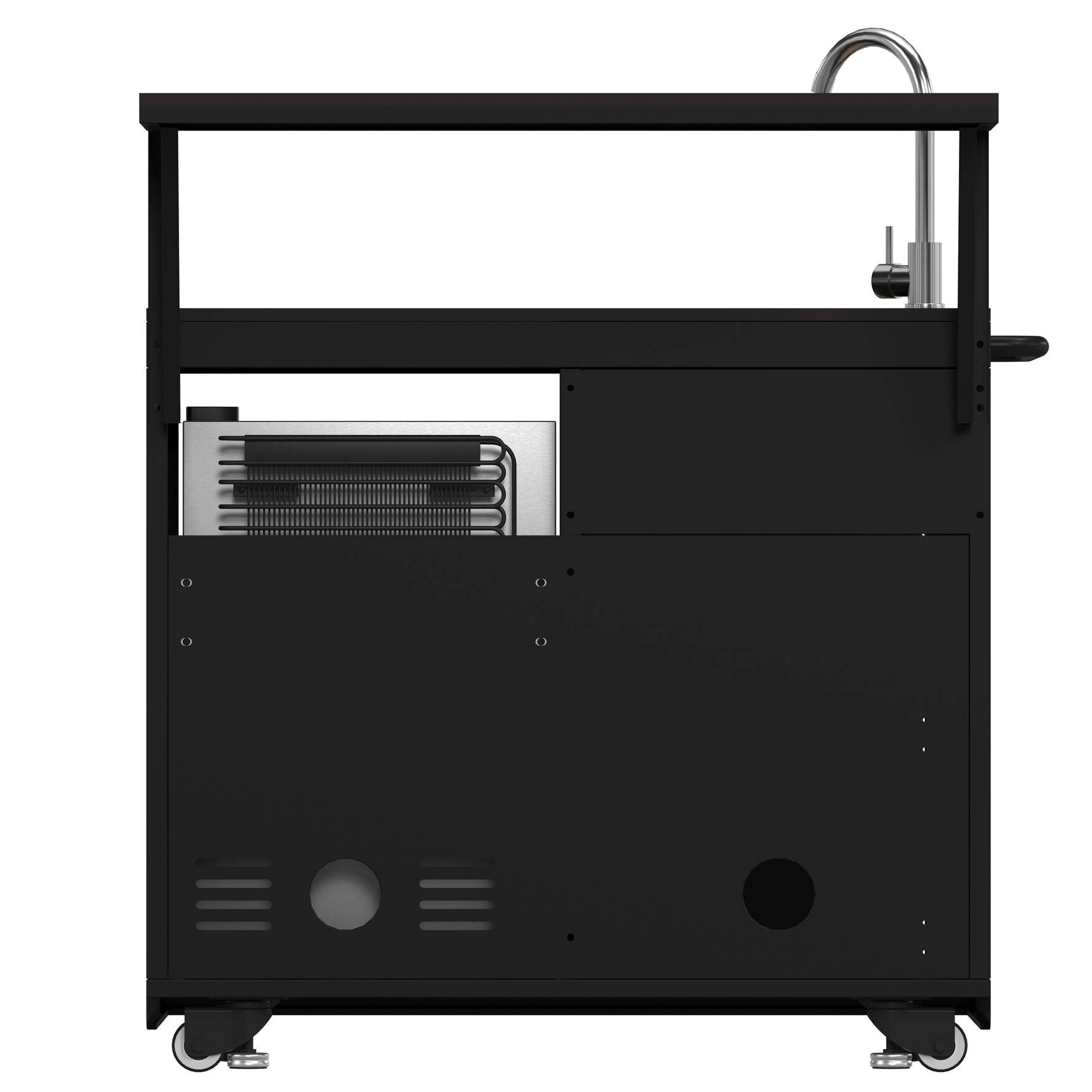 Forno All’Aperto 99,600 BTU Outdoor Kitchen, 5 Burners, Infrared Burners, Side Burner, Black Sintered Stone Countertops, Gas Pizza Oven, Sink Module, Bar & Beverage Center - BonPrix Électroménagers
