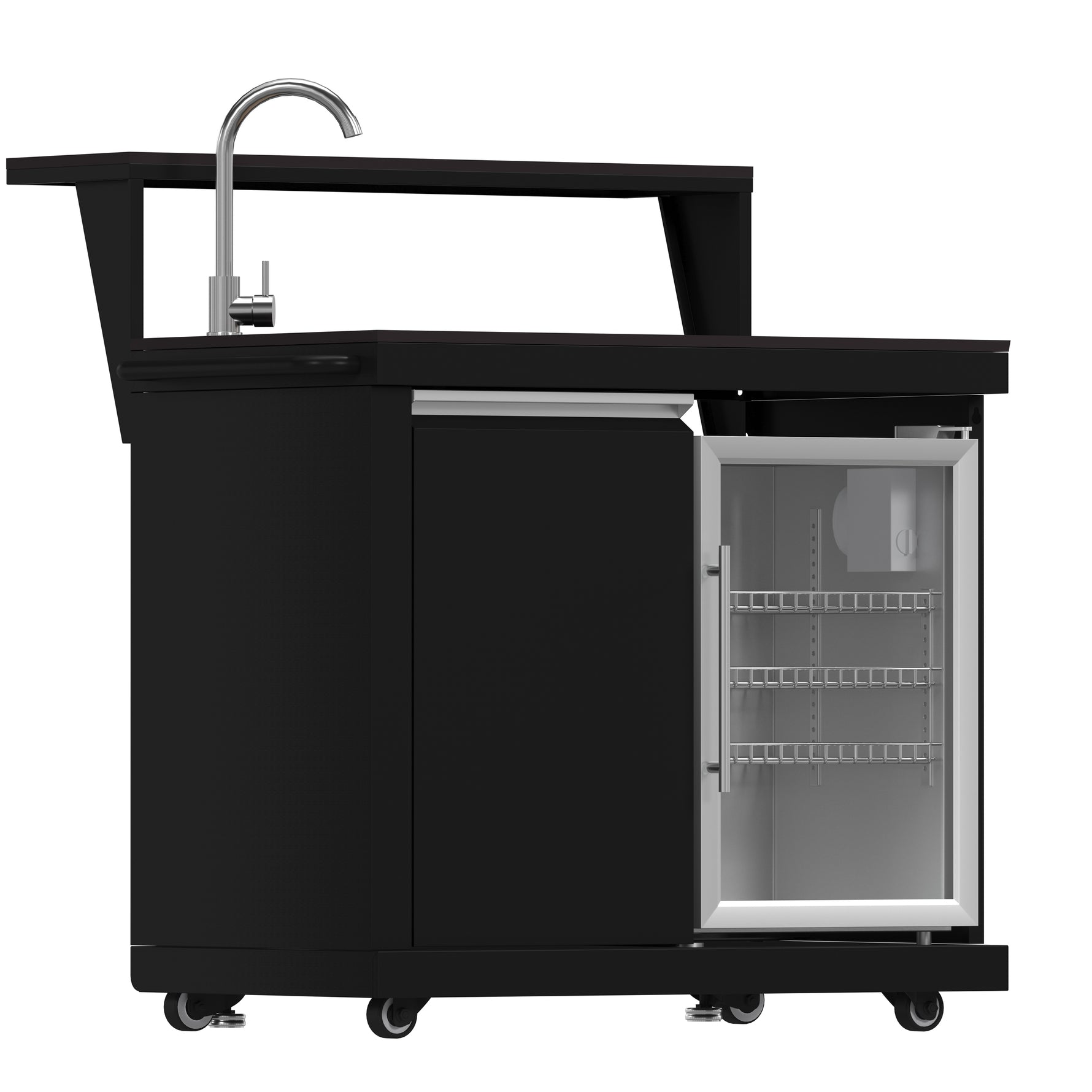 Forno All’Aperto 99,600 BTU Outdoor Kitchen, 5 Burners, Infrared Burners, Side Burner, Black Sintered Stone Countertops, Gas Pizza Oven, Sink Module, Bar & Beverage Center - BonPrix Électroménagers