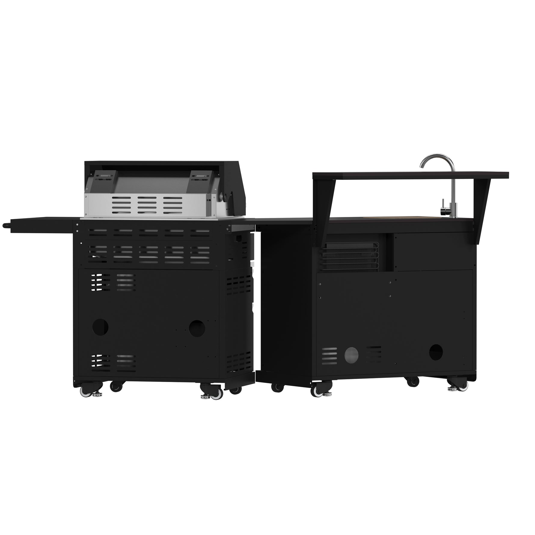 Forno All’Aperto 62,600 BTU BBQ, 3 Stainless Steel Burners, Infrared Burners, Sink Module, Black Sintered Stone Countertops, Bar and Beverage Center - BonPrix Électroménagers