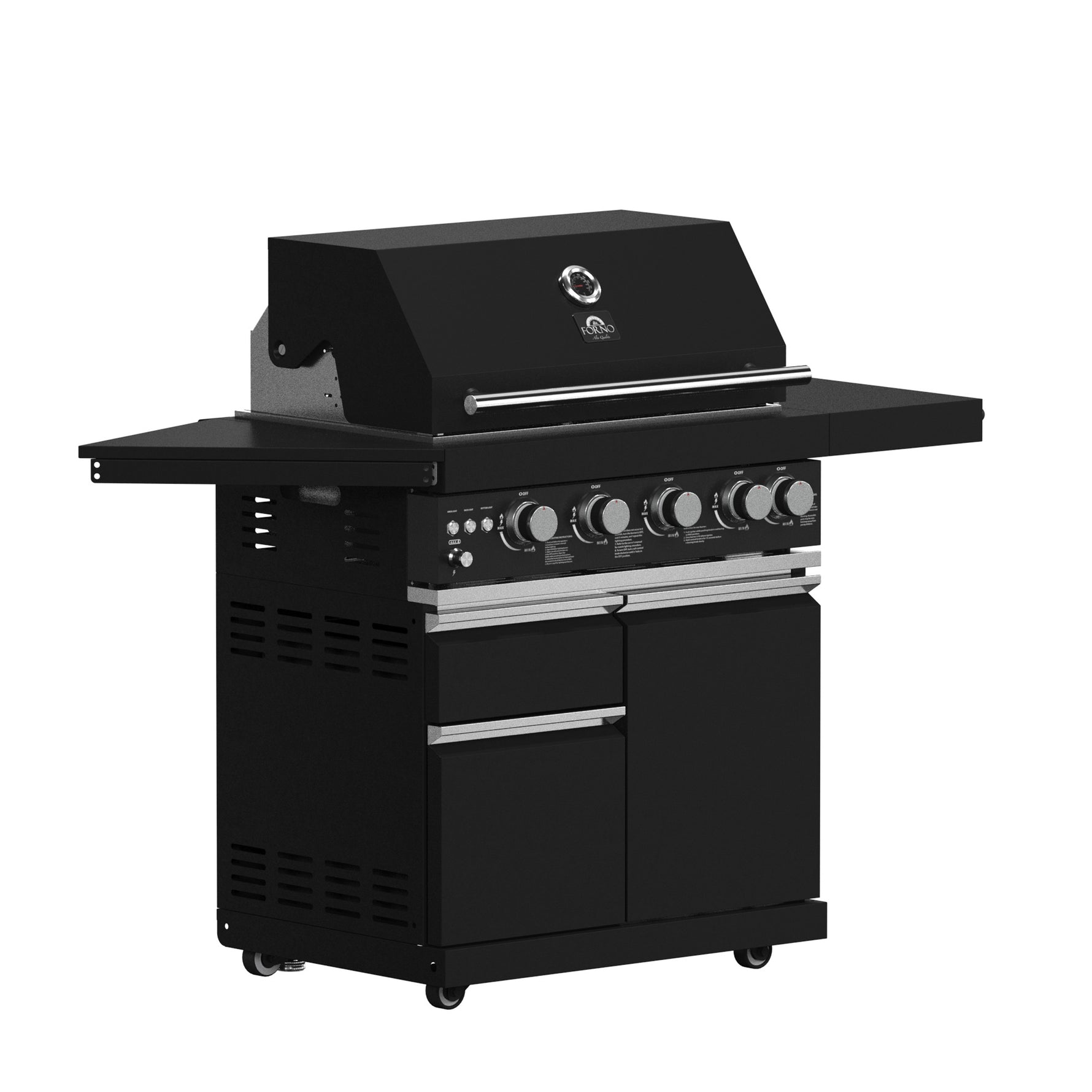 Forno All’Aperto 62,600 BTU BBQ, 3 Stainless Steel Burners, Infrared Burners, Sink Module, Black Sintered Stone Countertops, Bar and Beverage Center - BonPrix Électroménagers